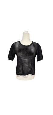 Banana Republic black perforated mesh short sleeve cropped top - S